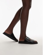 Agent sandals with studded buckles straps in black