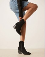 Wide Fit Rational heeled western boots in black