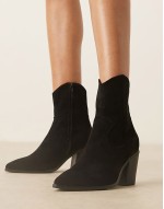 Wide Fit Rational heeled western boots in black