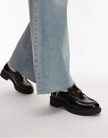 patent leather chunky loafers in black