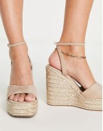 Wide Fit Tasha espadrille wedges in beige