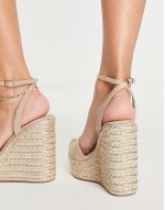 Wide Fit Tasha espadrille wedges in beige