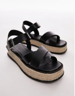 Wide Fit Jenna espadrille flat sandal in black